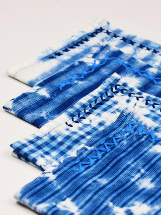 Indigo Tie Dye Embroidered Napkins Sonica Sarna