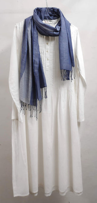 Hansini Pleated Cotton Muslin Dress Natural White Earth Route