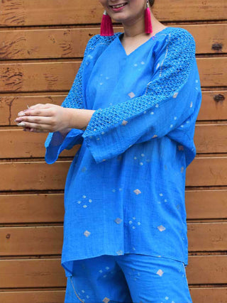 Jamdani Kimono Top Blue Sonica Sarna