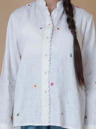 Handwoven Linen Shirt Natural Ivory Earth Route