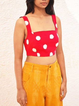 Ikat Reversible Red Polka Dot / Purple Bustier SONICA SARNA