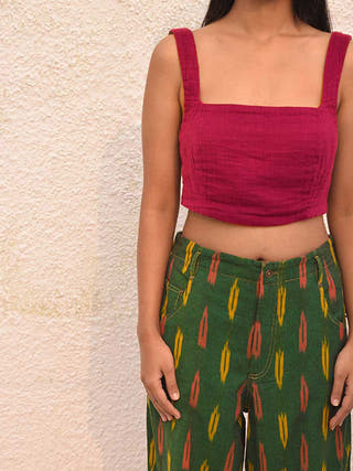 Double Cloth Reversible Magenta/ Green Bustier SONICA SARNA