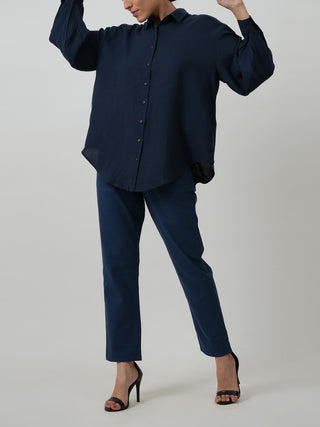 Larger Than Life Summer Set of 2 Oversized Shirt & Pants Navy Blue Saltpetre