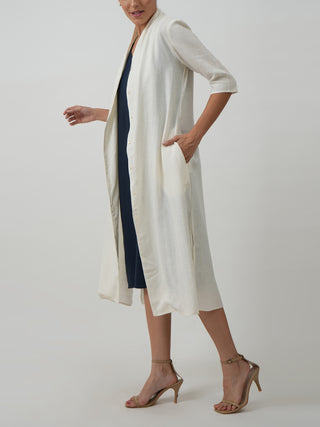 Dakota Set of 2 Long Shirt & Jackie Dress Textured White & Navy Blue SALTPETRE