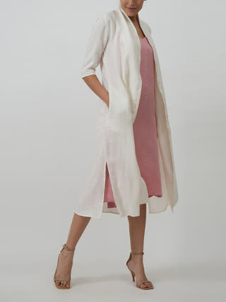 Dakota Set of 2 Long Shirt & Slip Dress Textured White & Blossom Pink Saltpetre