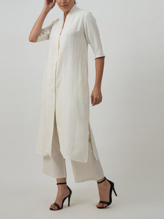 Dakota Set of 2 Long Shirt & Pants Textured White SALTPETRE