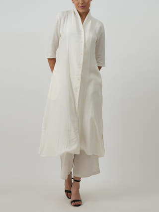 Dakota Set of 2 Long Shirt & Pants Textured White Saltpetre
