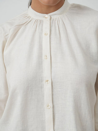 Shoji Set of 2 Gather Neck Top & Box Pleat Skirt Textured White & Navy Blue SALTPETRE