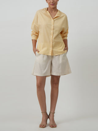 Uncollar Set of 2 Oversized Shirt & Gurkha Shorts Sunshine Yellow & Textured White SALTPETRE