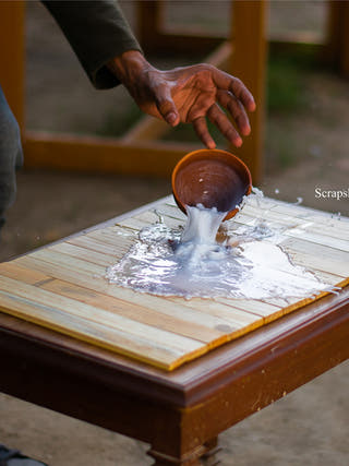 Salvage Table Placement Natural Pine Scrapshala