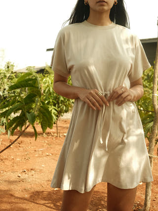 MEADOW Drawstring Dress Soft Beige Something Sustainable