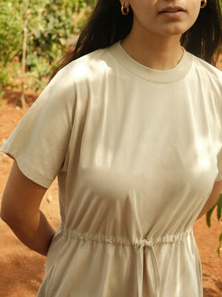 MEADOW Drawstring Dress Soft Beige Something Sustainable