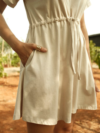 MEADOW Drawstring Dress Soft Beige Something Sustainable