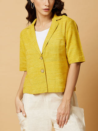 KOLII Cosmos Notch Collar Top Yellow Arras