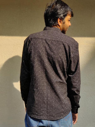  Barish Ikat Men's Shirt Black by Tamarind Chutney sold by Flourish