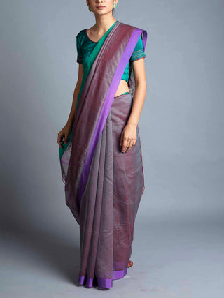 Rudraksh Palla Chanderi Saree Mauve With Blouse Piece Manish Saksena