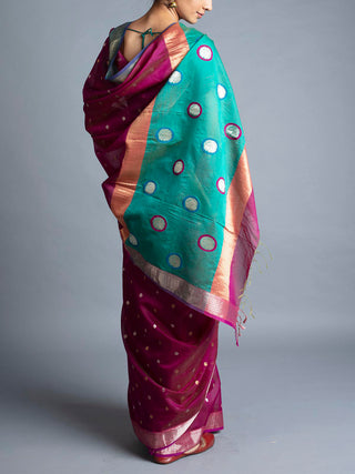 Mor Booti Maheshwari Saree Violet With Blouse Piece Manish Saksena