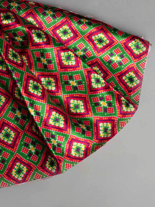 Mor Booti Maheshwari Saree Lime Green and Red With Blouse Piece Manish Saksena