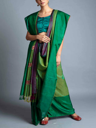 Mubagan Style Kupaddam Saree Green-1 With Blouse Piece Manish Saksena