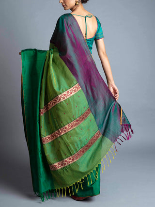 Mubagan Style Kupaddam Saree Green-1 With Blouse Piece Manish Saksena