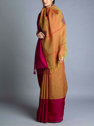 Mubagan Style Kupaddam Saree Orange With Blouse Piece Manish Saksena