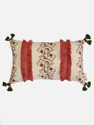 Ruhe Flower Lumbar Cushion Cover Off White And Rust The Greige Warp