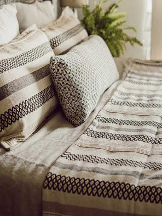 Ankareeda Starry Show Cushion Cover Natural And Black The Greige Warp