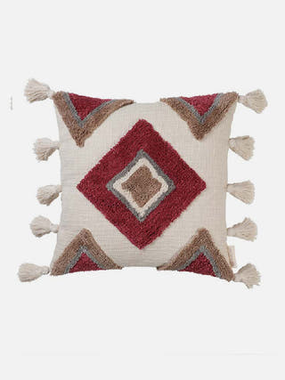 Chunky Geo Tufted Tasseled Cushion Cover Grey The Greige Warp