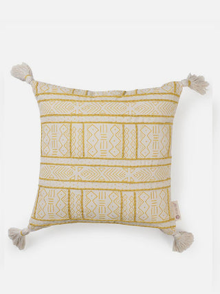 Vivacious Lines Chain Stitch Cushion Cover Yellow The Greige Warp