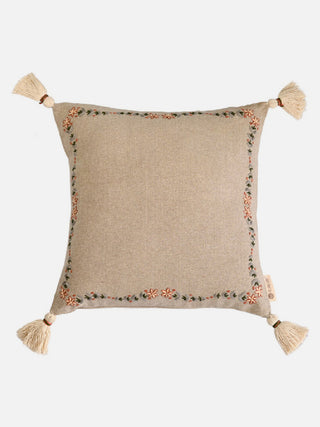 Ruhe Embroidered Cushion Cover Beige The Greige Warp