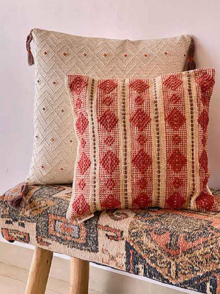 Saanjh Diamond Layout Cushion Cover Natural And Terra The Greige Warp