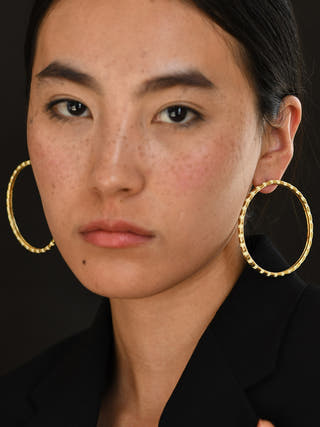 Golden Galaxy Statement Stud Earrings The Loom Art