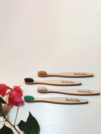 Natural Bamboo Kids Toothbrush - Pack of 4 GreenFootPrint