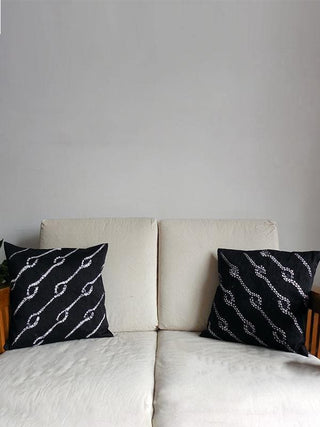  Nui Shibori Silk Cushion Cover Black by Umoya sold by Flourish