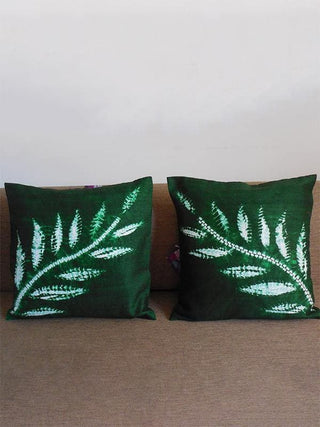  Nui Shibori Cushion Cover Green by Umoya sold by Flourish