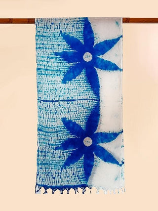  Turquoise Nui Shibori Silk Stole by Umoya sold by Flourish