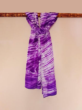  Purple Arashi Shibori Silk Stole by Umoya sold by Flourish