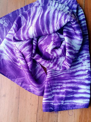  Purple Arashi Shibori Silk Stole by Umoya sold by Flourish