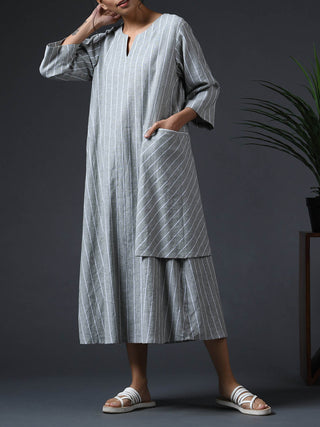 Wraparound Pocket Dress Grey Vasstram