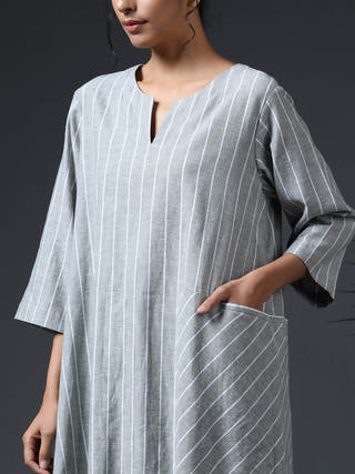 Wraparound Pocket Dress Grey Vasstram
