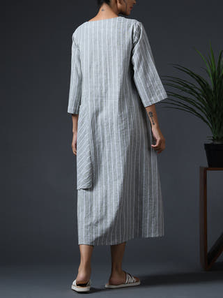 Wraparound Pocket Dress Grey Vasstram