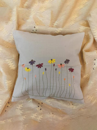  Hand Embroidered Floral Cushion Cover by Whe sold by Flourish