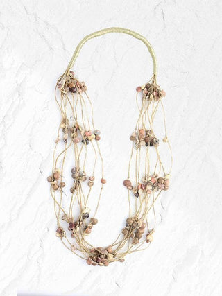 Layered Jute and Sea Shell Necklace Whe