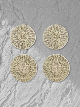 Set of 4 Handmade Sabai Grass Coasters Whe