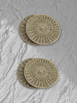 Set of 4 Handmade Sabai Grass Coasters Whe