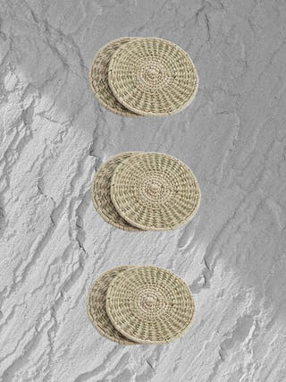 Set of 6 Handmade Sabai Grass Coasters Whe