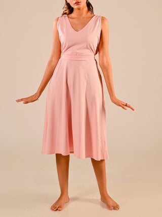 The Material Girl Sleevess A-line Dress - Ticked Pink Windie