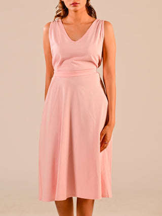 The Material Girl Sleevess A-line Dress - Ticked Pink Windie