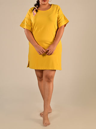 Come As You Are T-shirt Dress - Spicy Mustard Windie