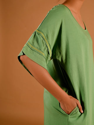 Come As You Are T-shirt Dress  - Stone green Windie
